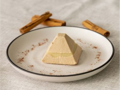 Pureed apple cinnamon cake on a plate