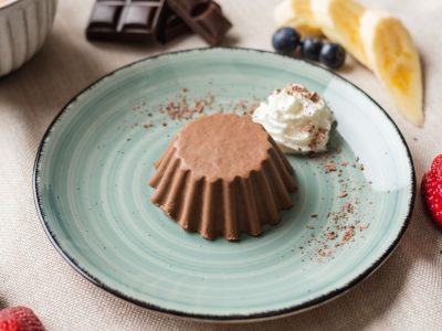 pureed chocolate cake on a plate