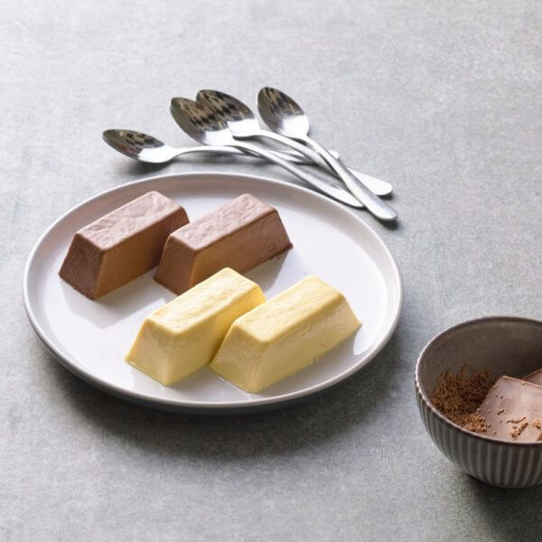 pureed chocolate log biscuits on a plate