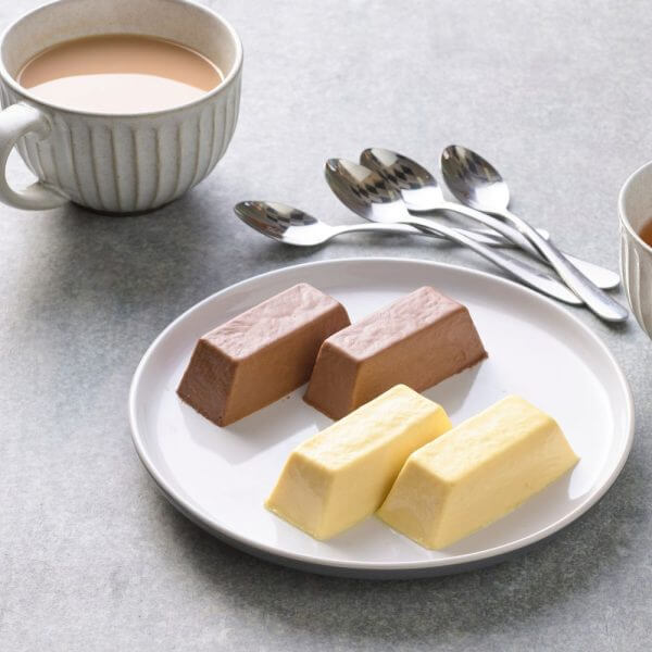 pureed custard log biscuits on a plate