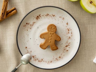 Pureed Gingerbread men on a plate