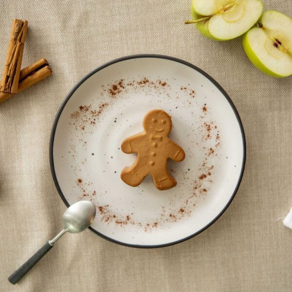 Pureed Gingerbread men on a plate