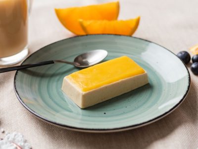 pureed orange cake on a plate