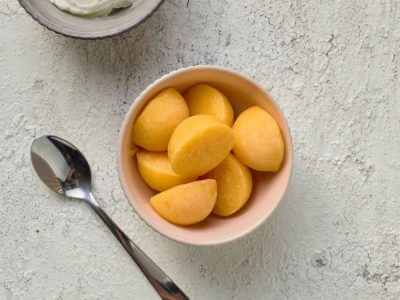 pureed apricot halves in a bowl