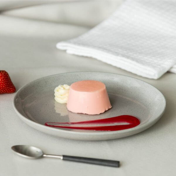 pureed strawberry panna cotta