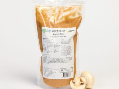 mushroom sauce in resealable pouch