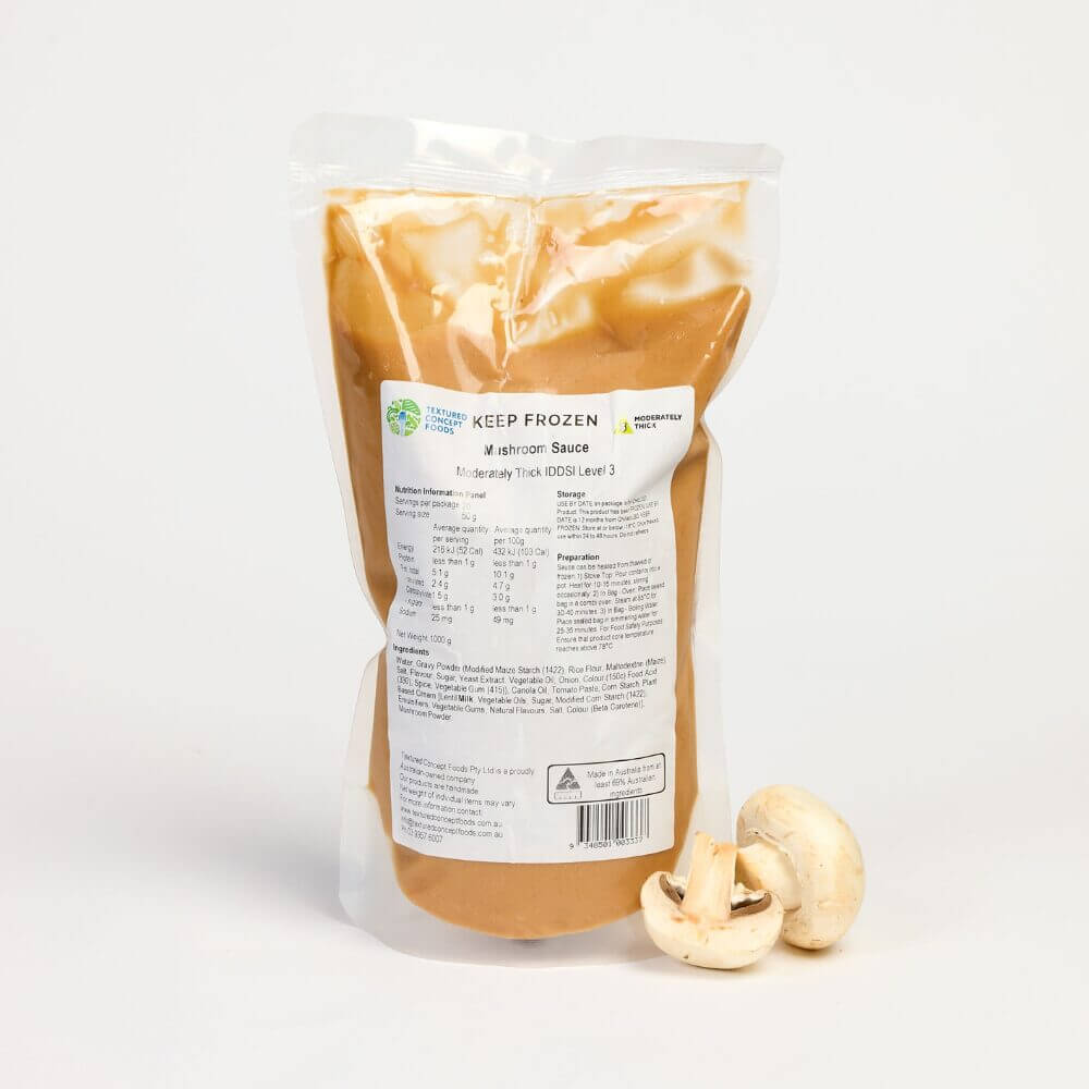 mushroom sauce in resealable pouch