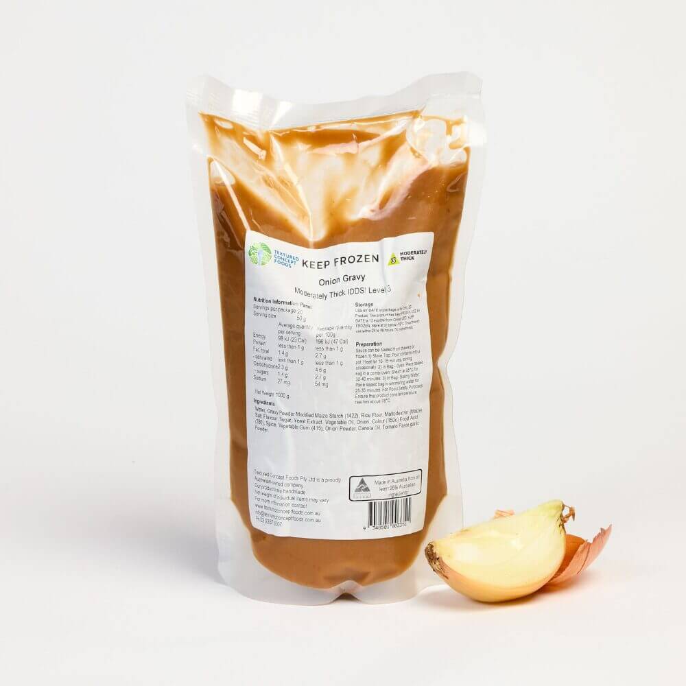 onion gravy in resealable pouch