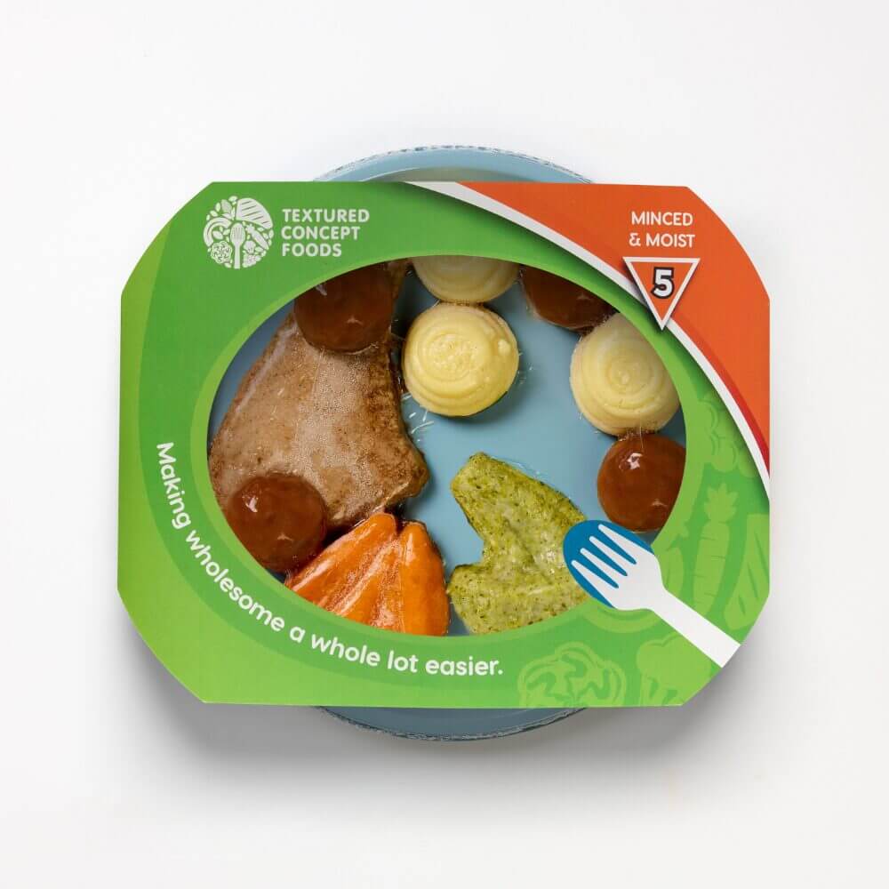 BBQ Beef Chop with Broccoli, Carrots, Mashed Potato & BBQ Sauce - Minced & Moist - Image 2