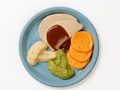 level 5 roast pork and vegetables pre-plated meal