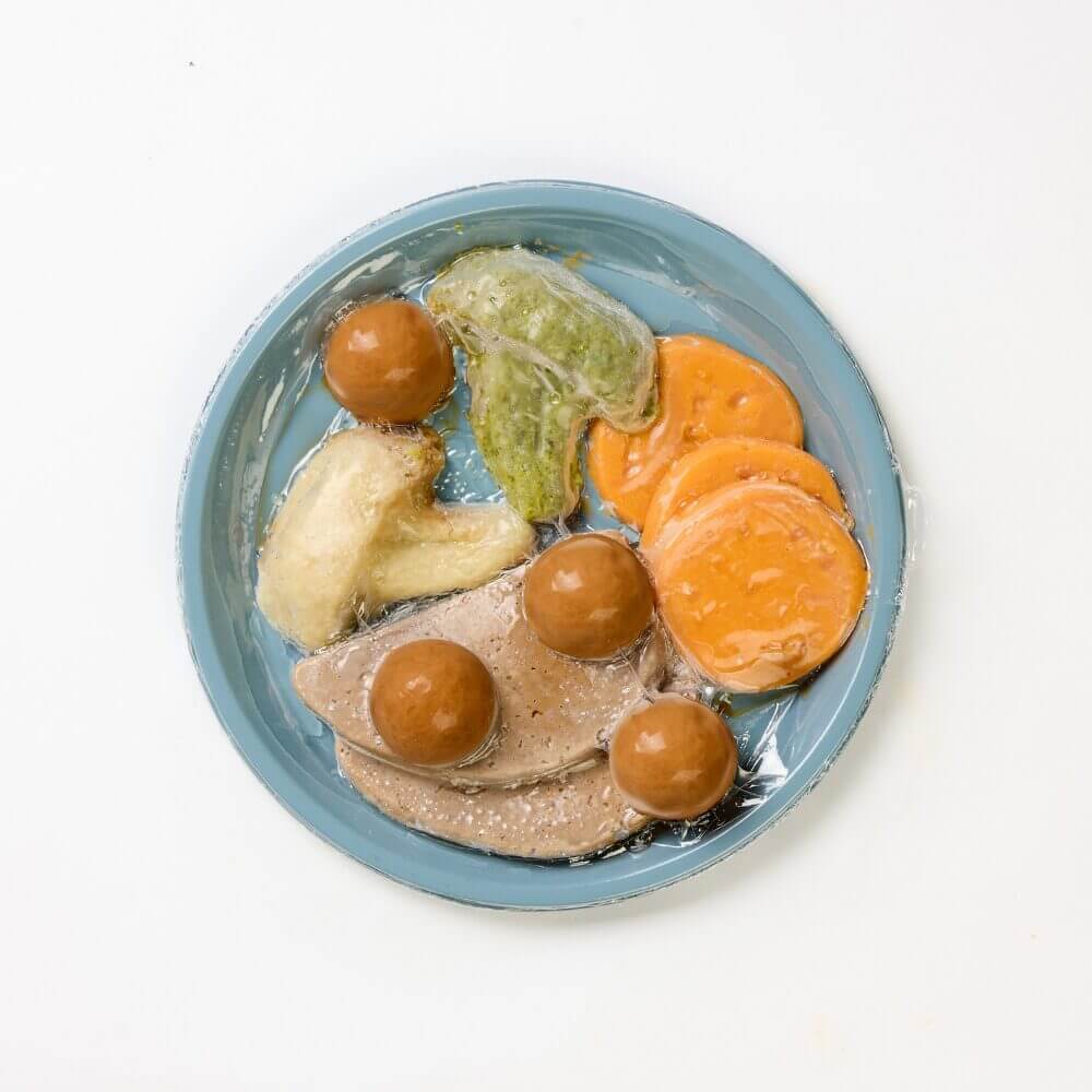 Roast Pork with Broccoli, Cauliflower, Sweet Potato & Classic Gravy - Minced & Moist - Image 2