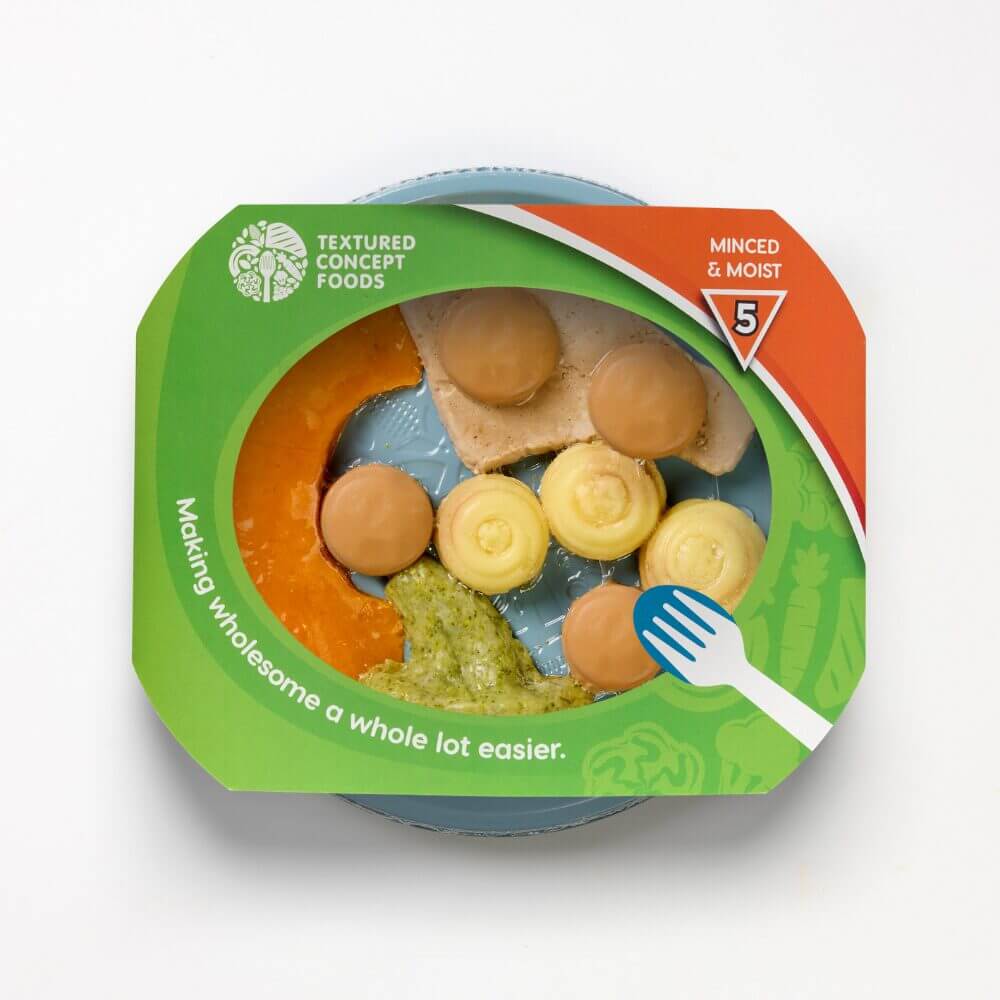 Pork Chop with Broccoli, Pumpkin, Mashed Potato & Mushroom Sauce - Minced & Moist