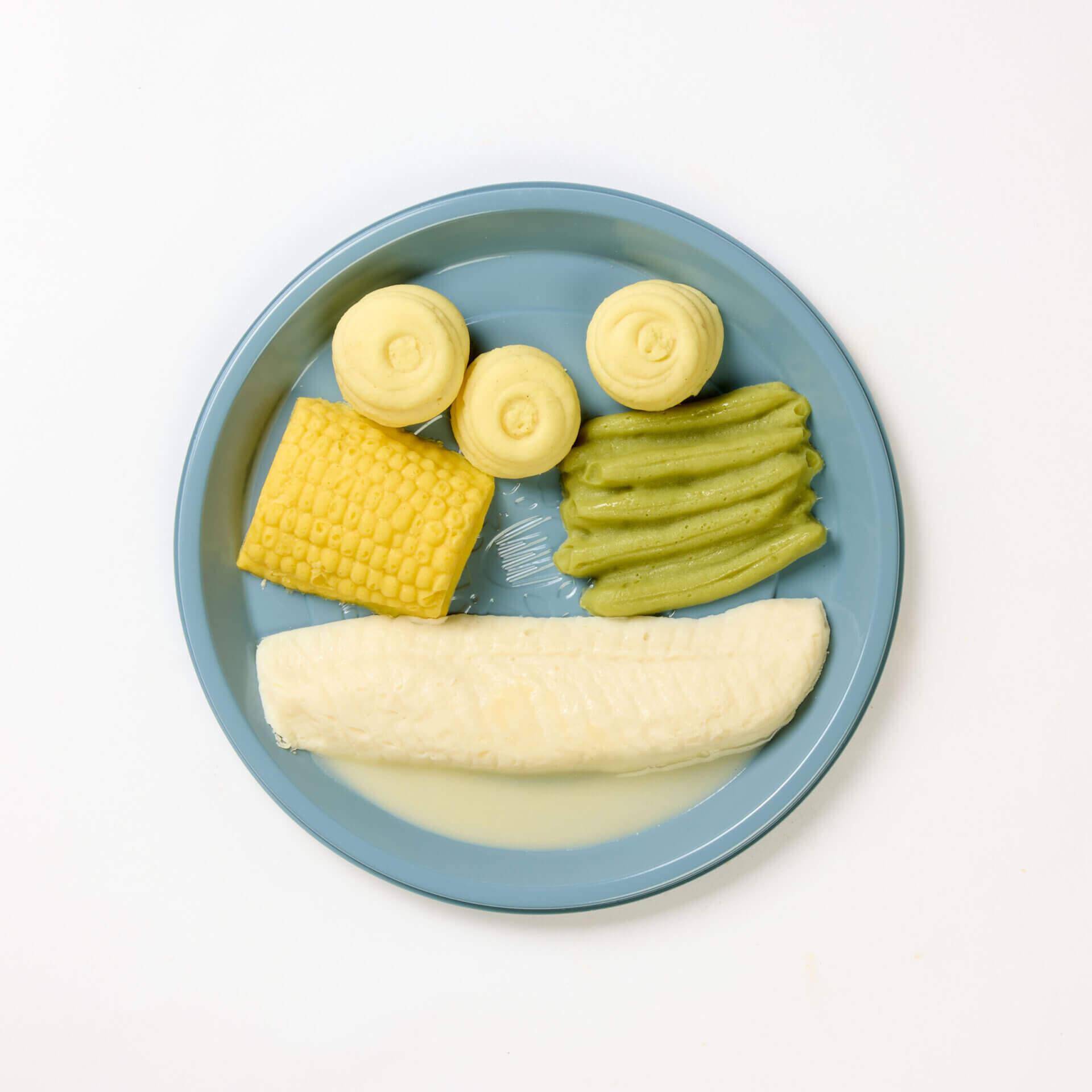 level 4 fish fillet and vegetables pre-plated meal