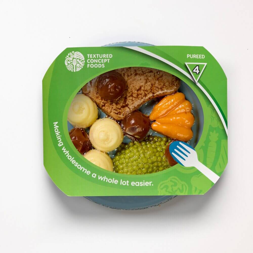 BBQ Beef Chop with Peas, Carrots, Mashed Potato & BBQ Sauce - Pureed - Image 2