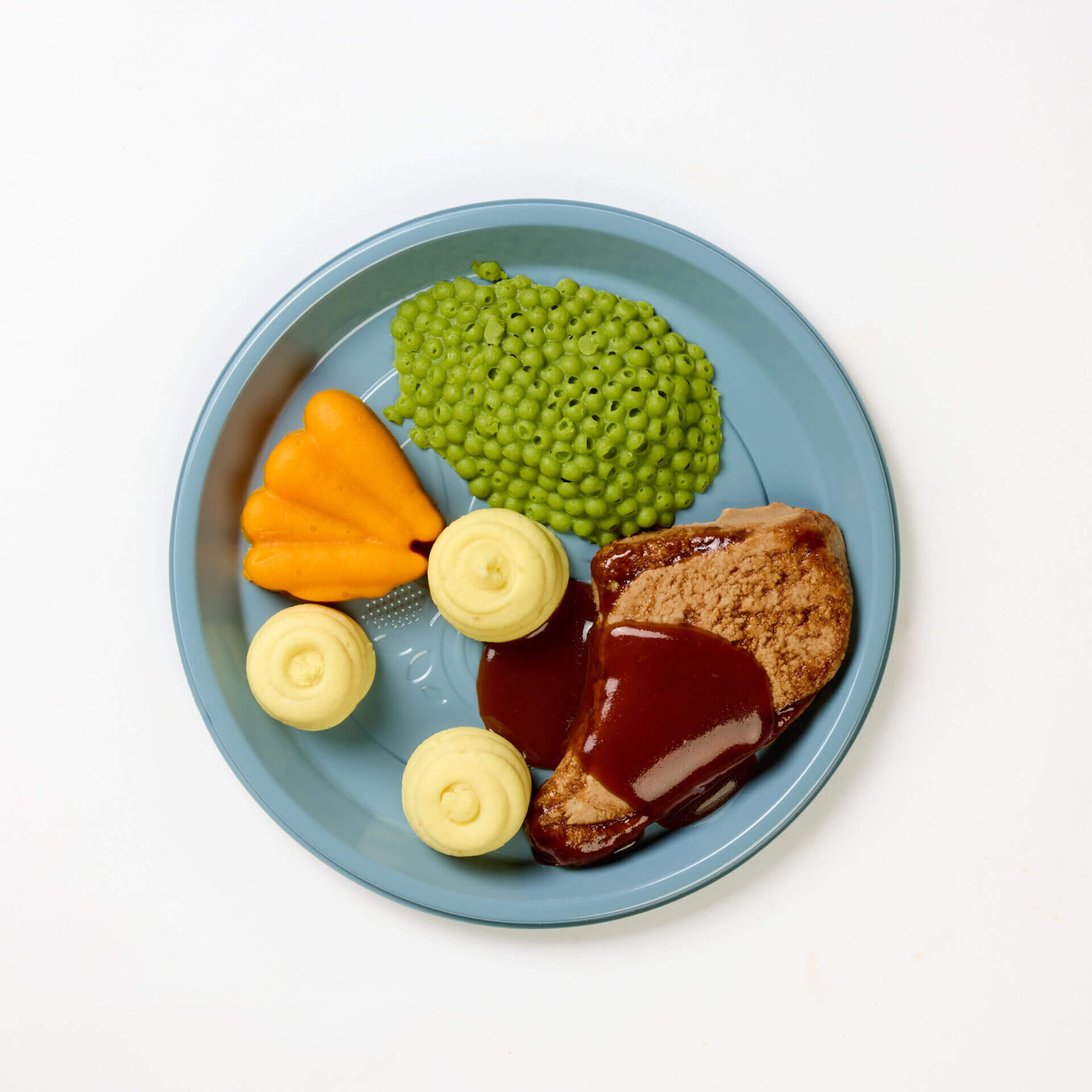 level 4 bbq beef chop and vegetables pre-plated meal