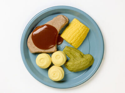 level 4 lamb chop and vegetables pre-plated meal