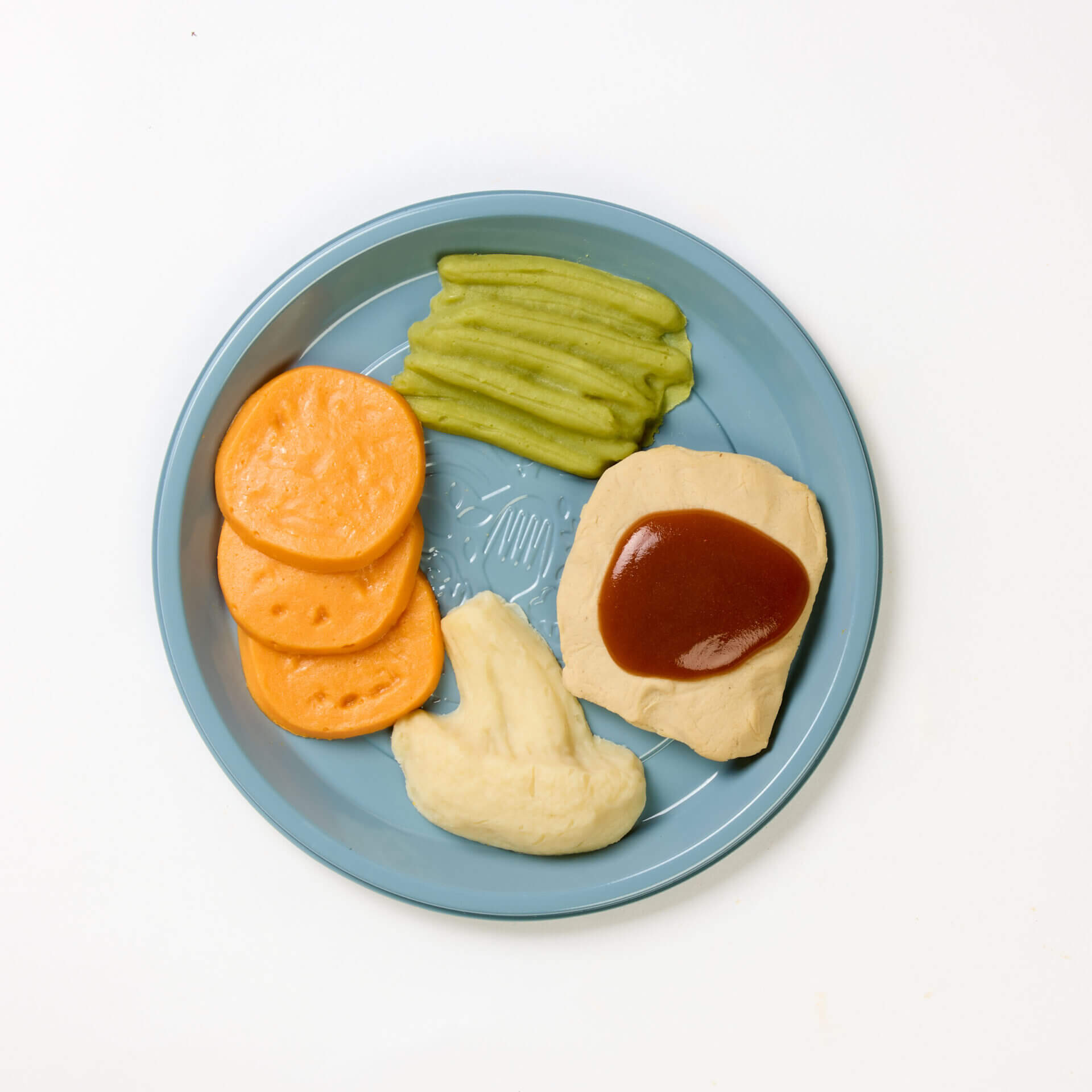 level 4 chicken loaf and vegetables pre-plated meal