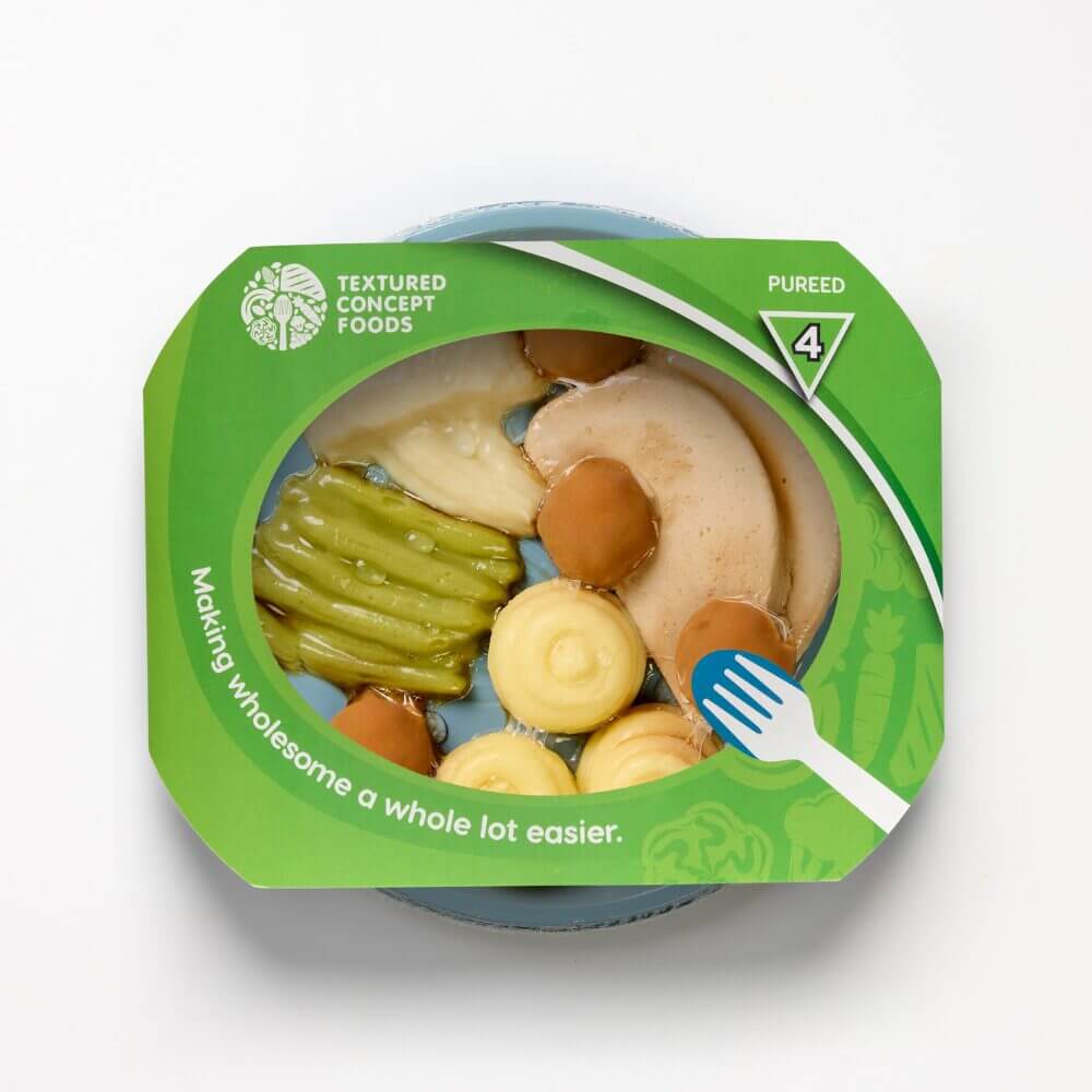 Roast Pork with Green Beans, Cauliflower, Mashed Potato & Classic Gravy - Pureed - Image 2