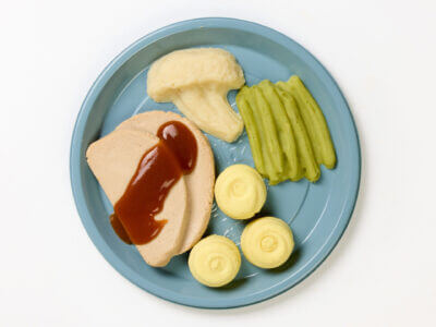 level 4 roast pork and vegetables pre-plated meal