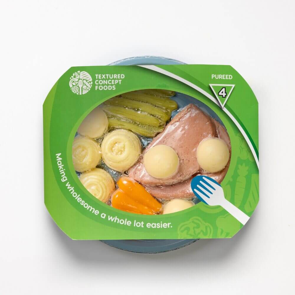 Corned Beef with Peas, Carrots, Mashed Potato & White Sauce - Pureed - Image 2