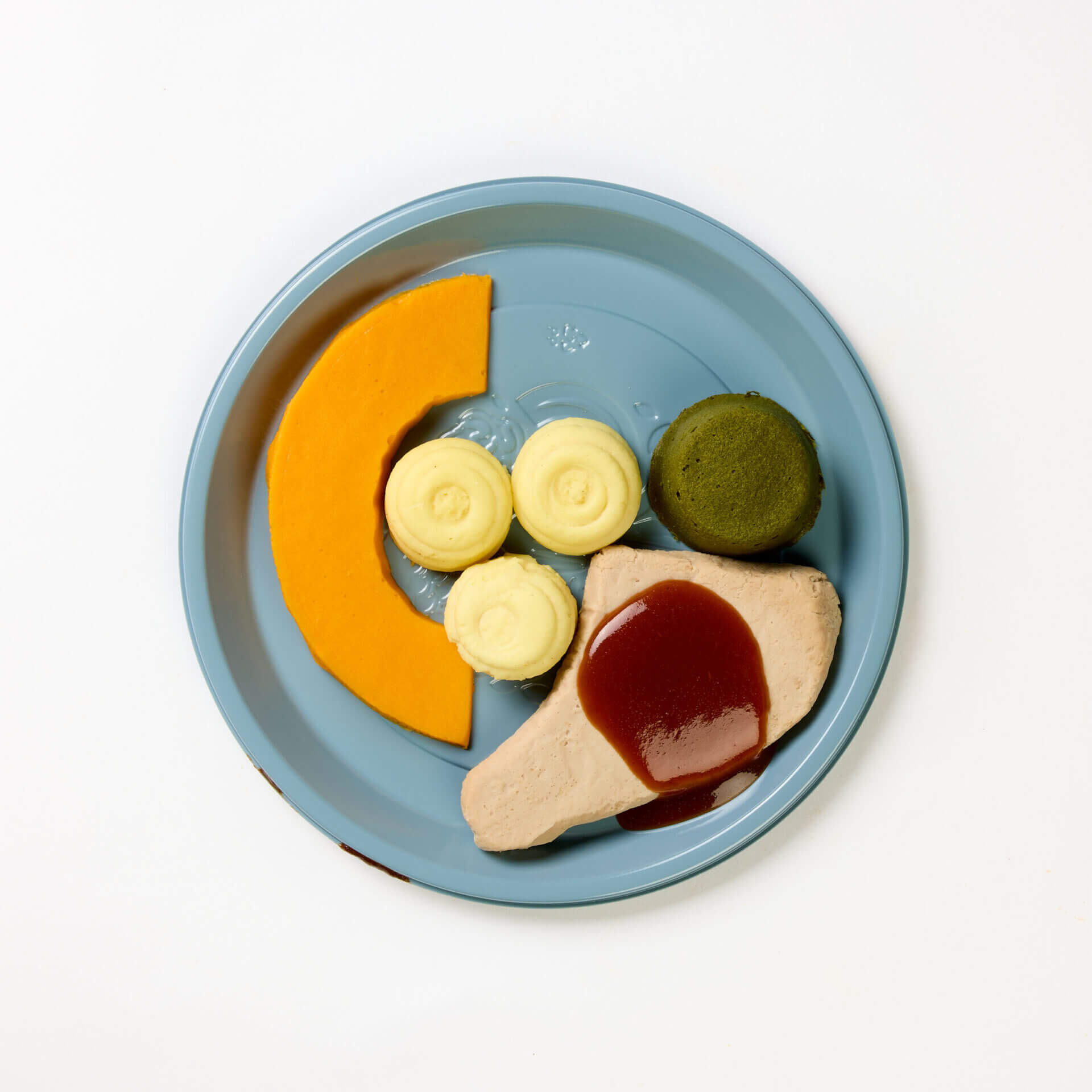 level 4 pork chop and vegetables pre-plated meal
