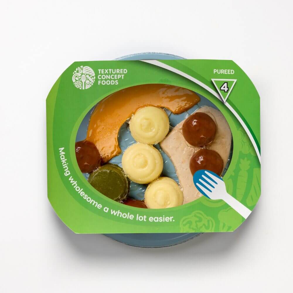 level 4 pork chop and vegetables pre-plated meal